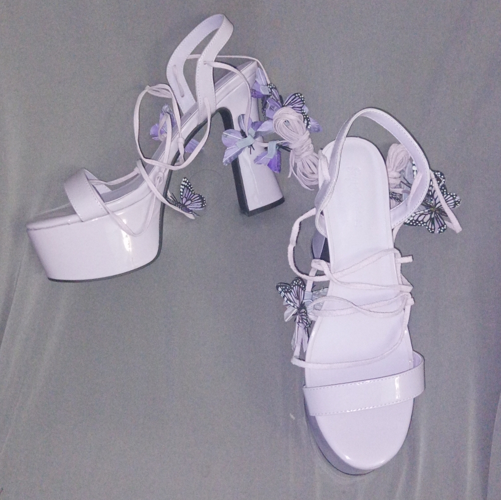 Dolls Killed Lilac Butterfly Platform Heel